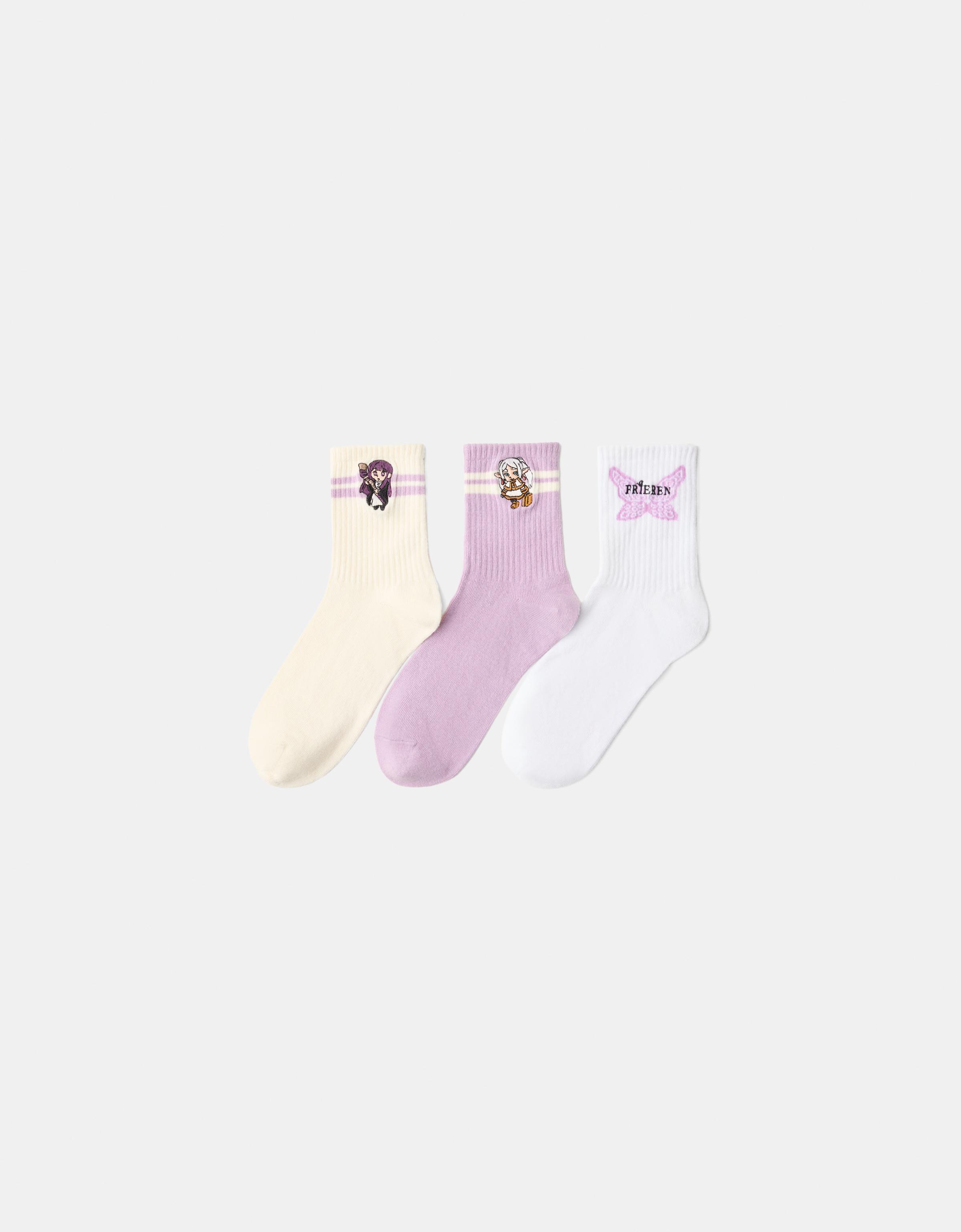 Bershka 3er-Pack Socken Frieren Damen Violett