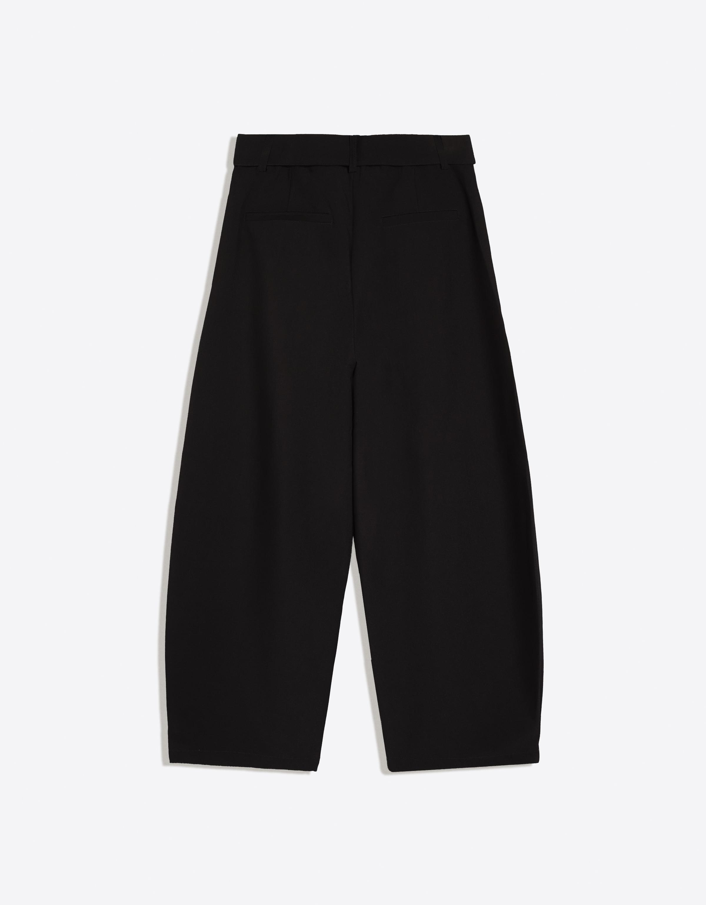 Barrel-leg trousers with darts and belt — Black