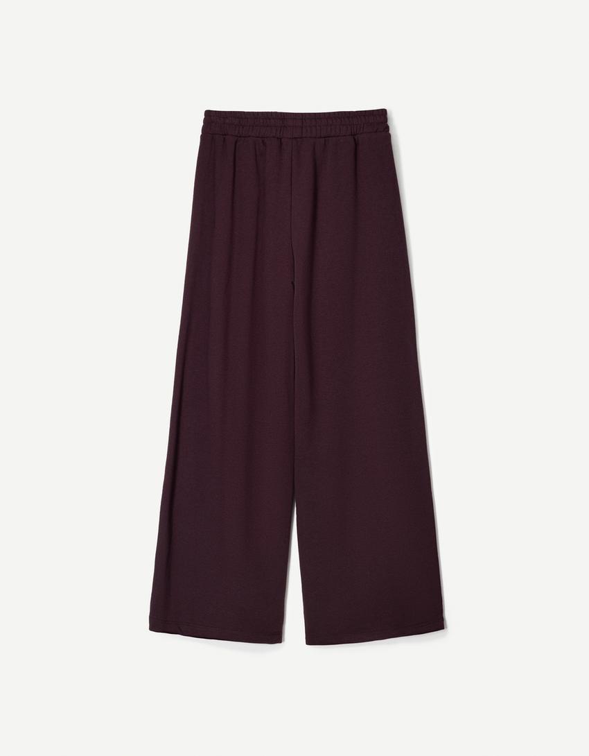 Pantaloni felpa wide leg-Viola-4