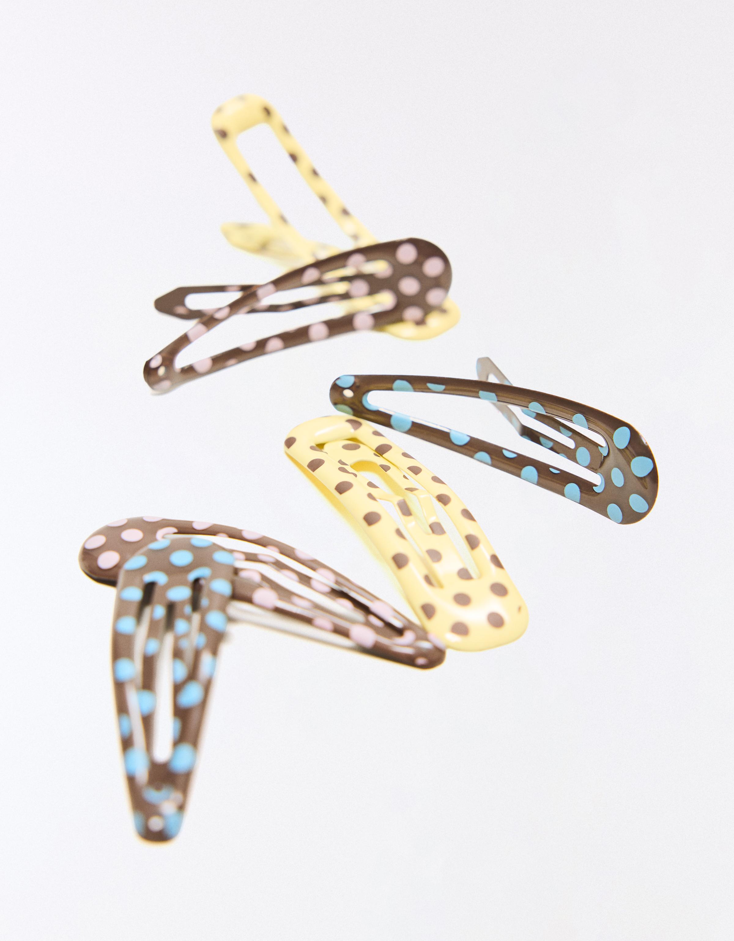 Pack of polka dot hair clips — Brown
