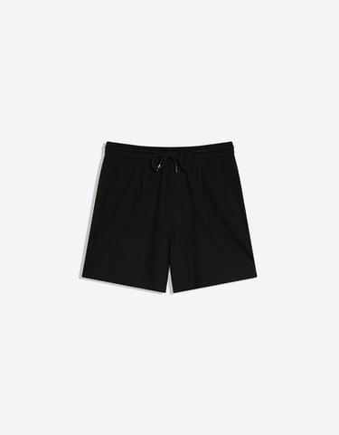 Textured plush Bermuda shorts — Black 5