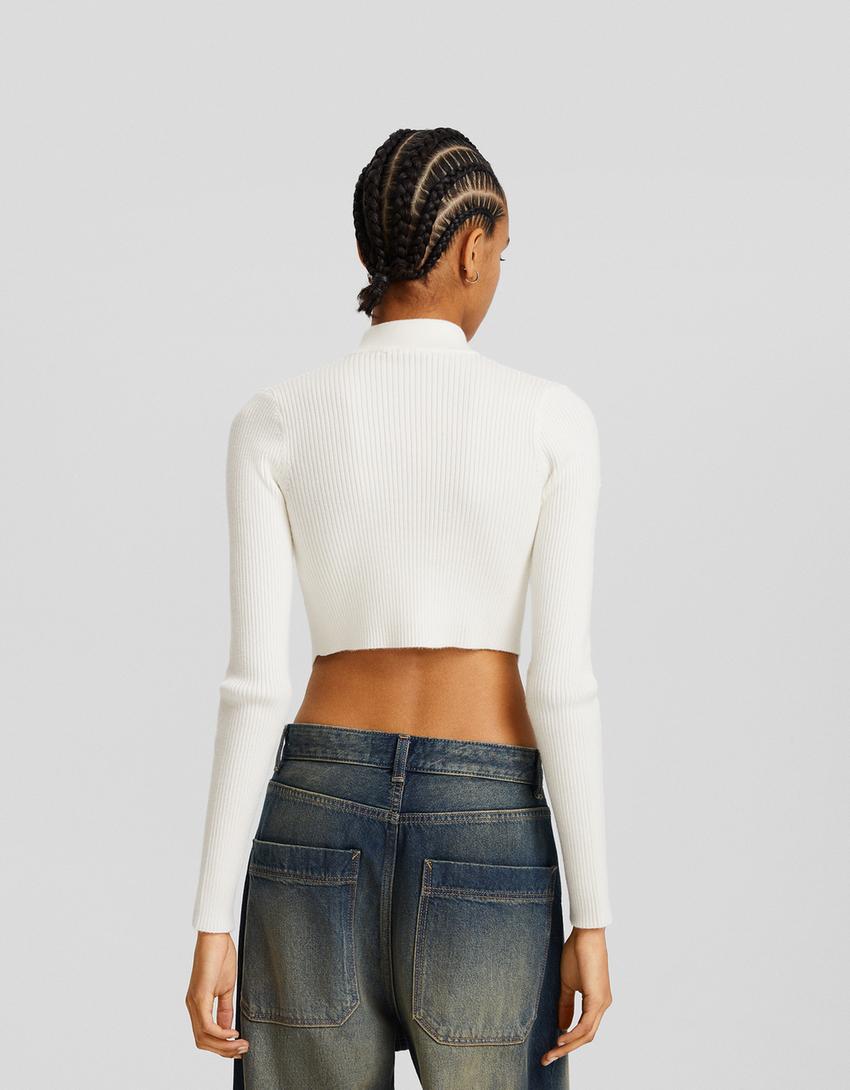 كارديغان مضلع بسحاب-كريمي-1