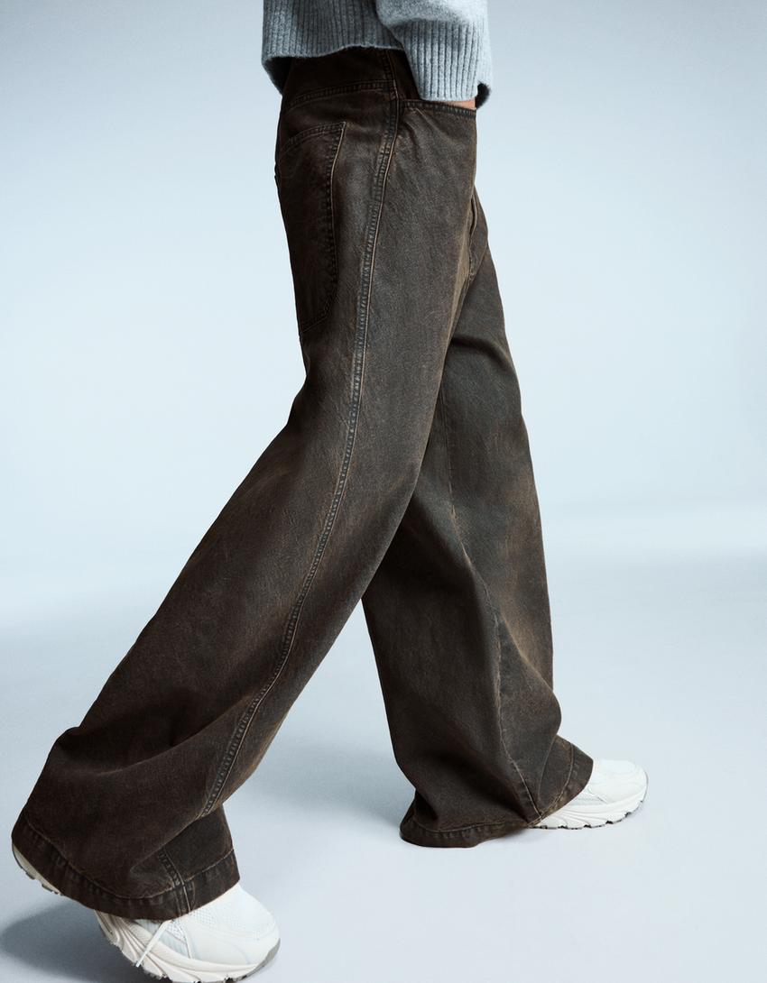 Pantalón megabaggy encerado-Kaki