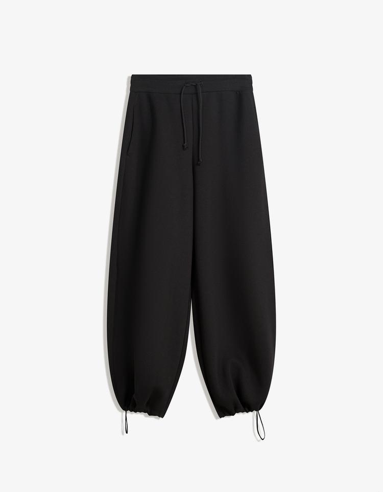 Plush barrel trousers with stoppers