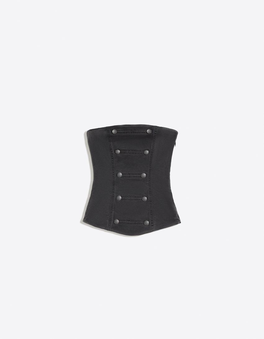 Top bandeau boutonné-Gris