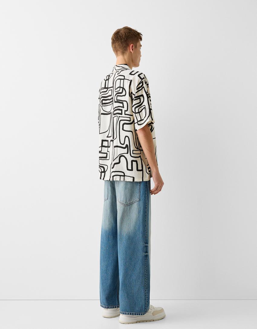 Camisa manga corta print-Crudo-1