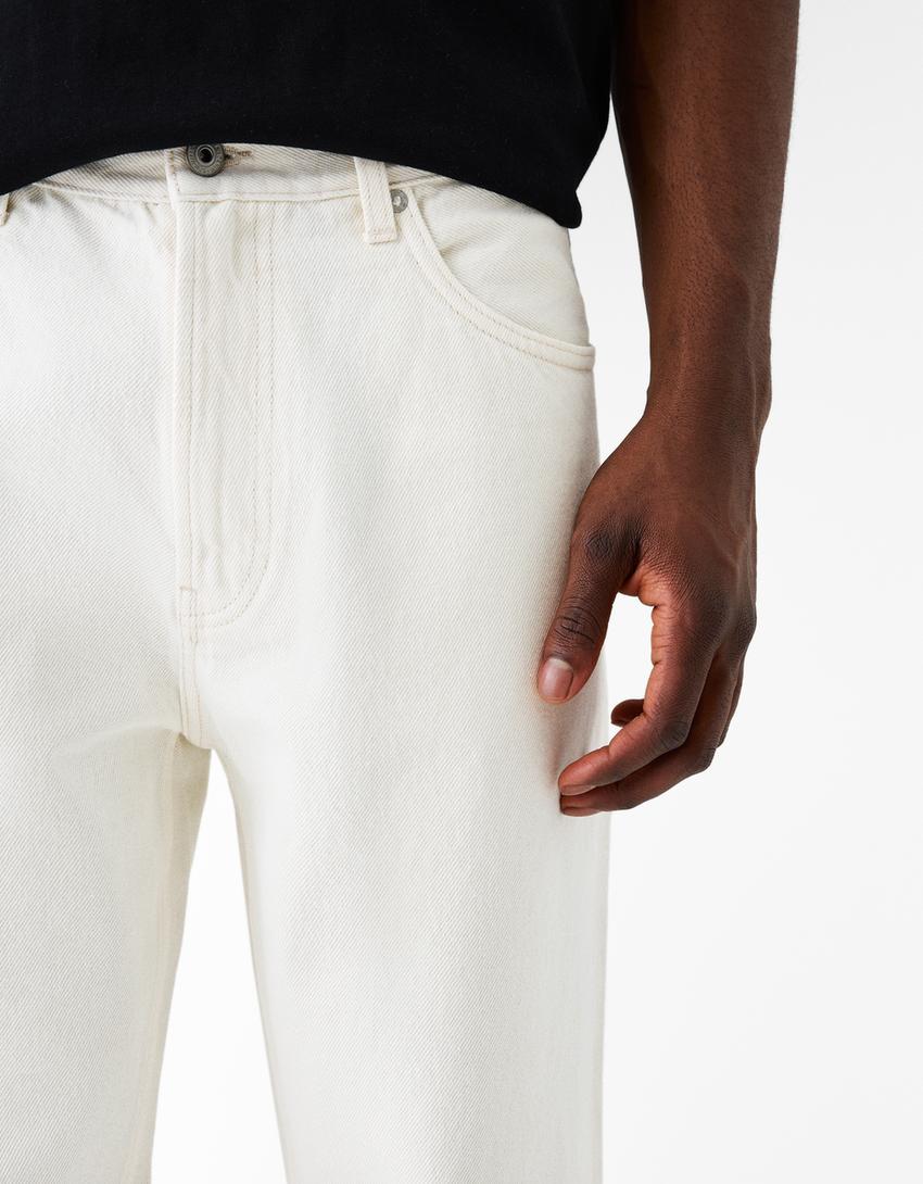 Straight fit ’90s jeans-Cream-5