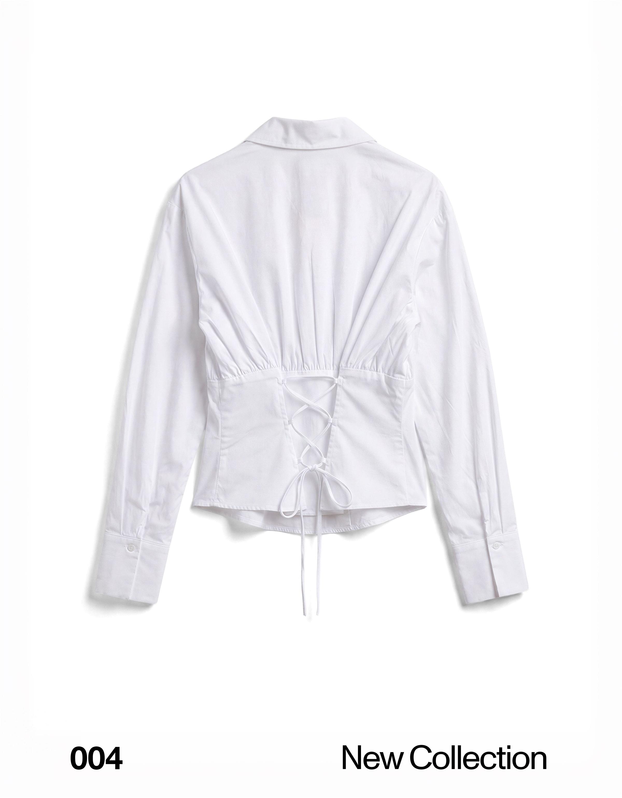 Long sleeve corset-effect shirt — White