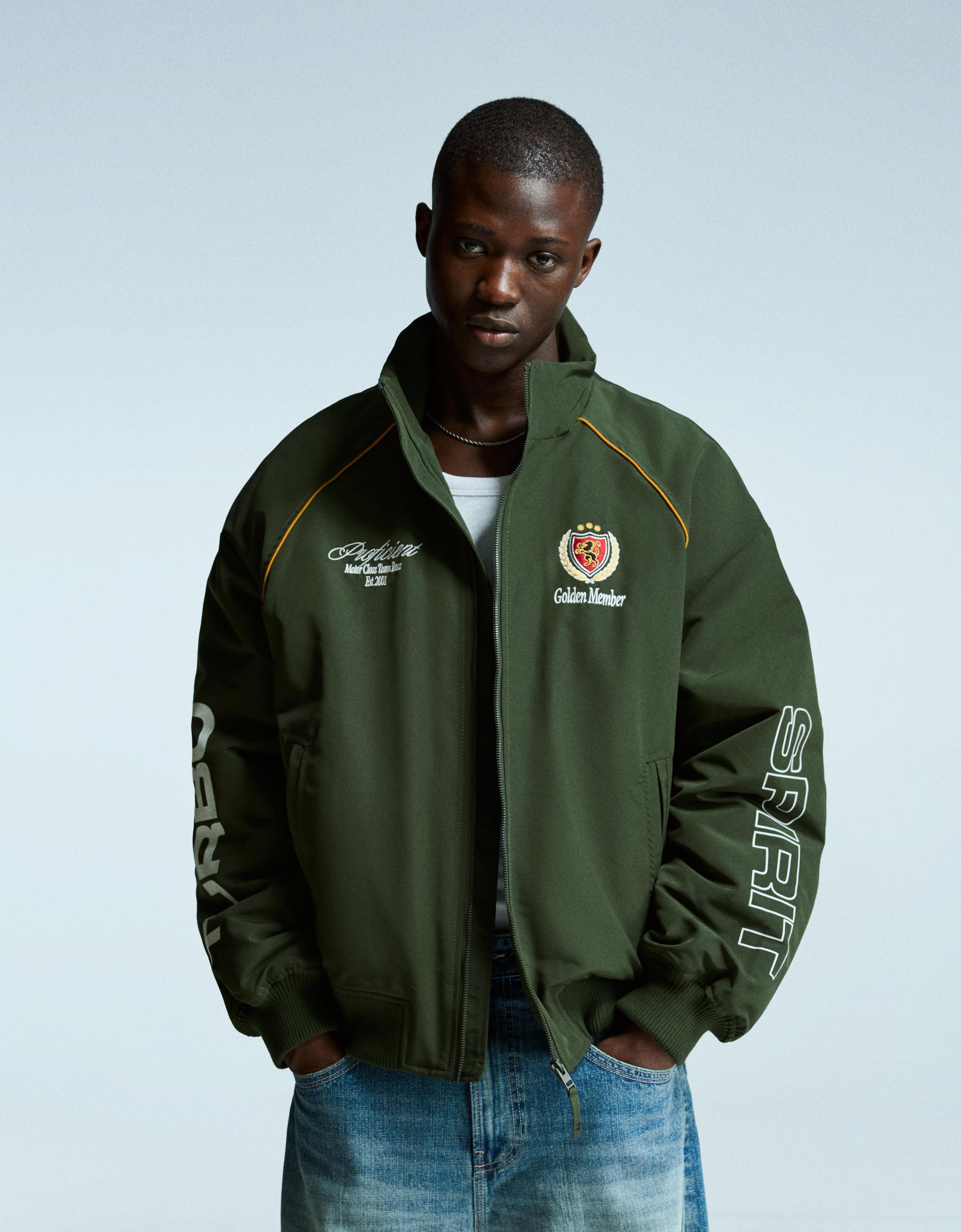 Embroidered technical jacket - Jackets and coats - Men | Bershka