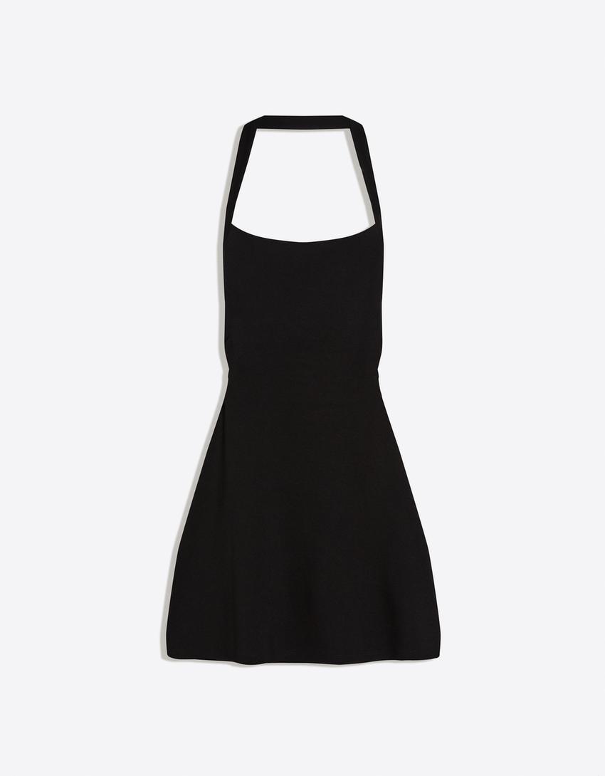Halter mini dress-Black