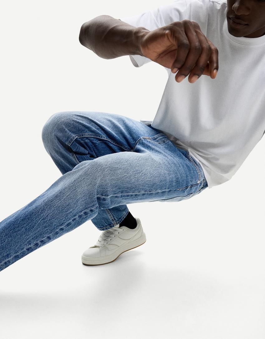Straight fit jeans-Blauw