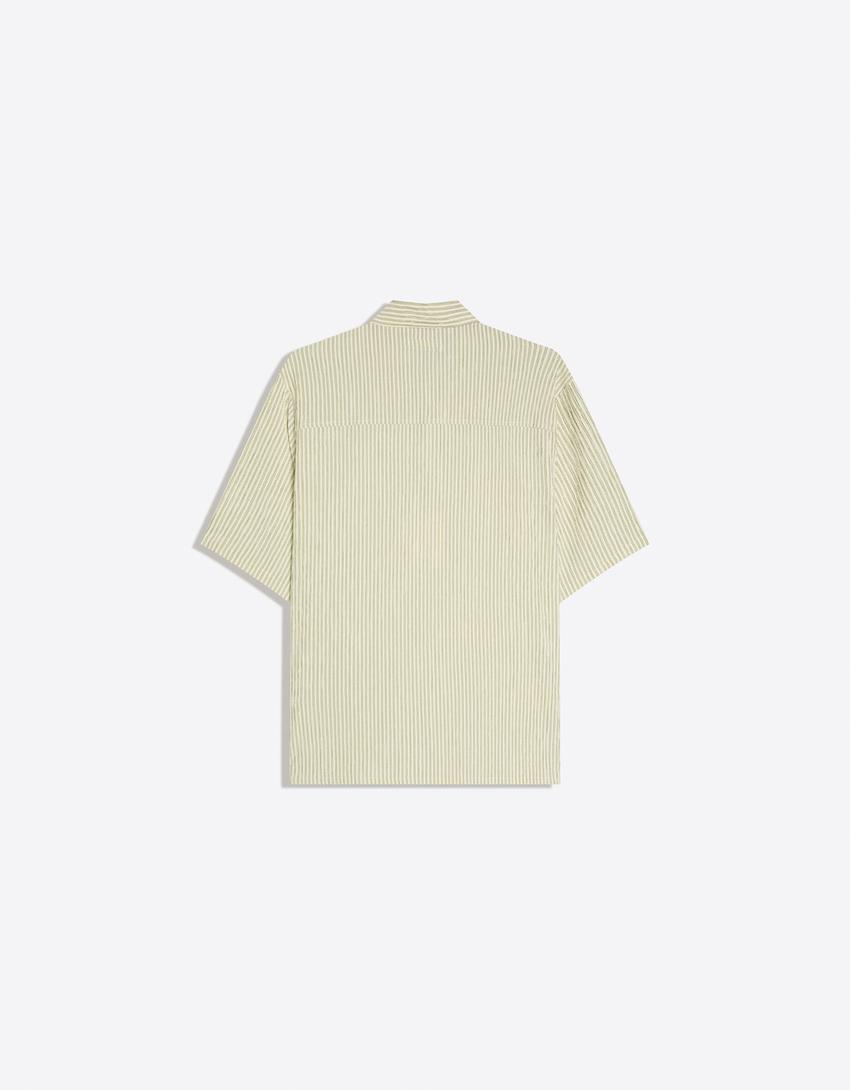 Chemise à manches courtes Boxy fit à rayures-Vert