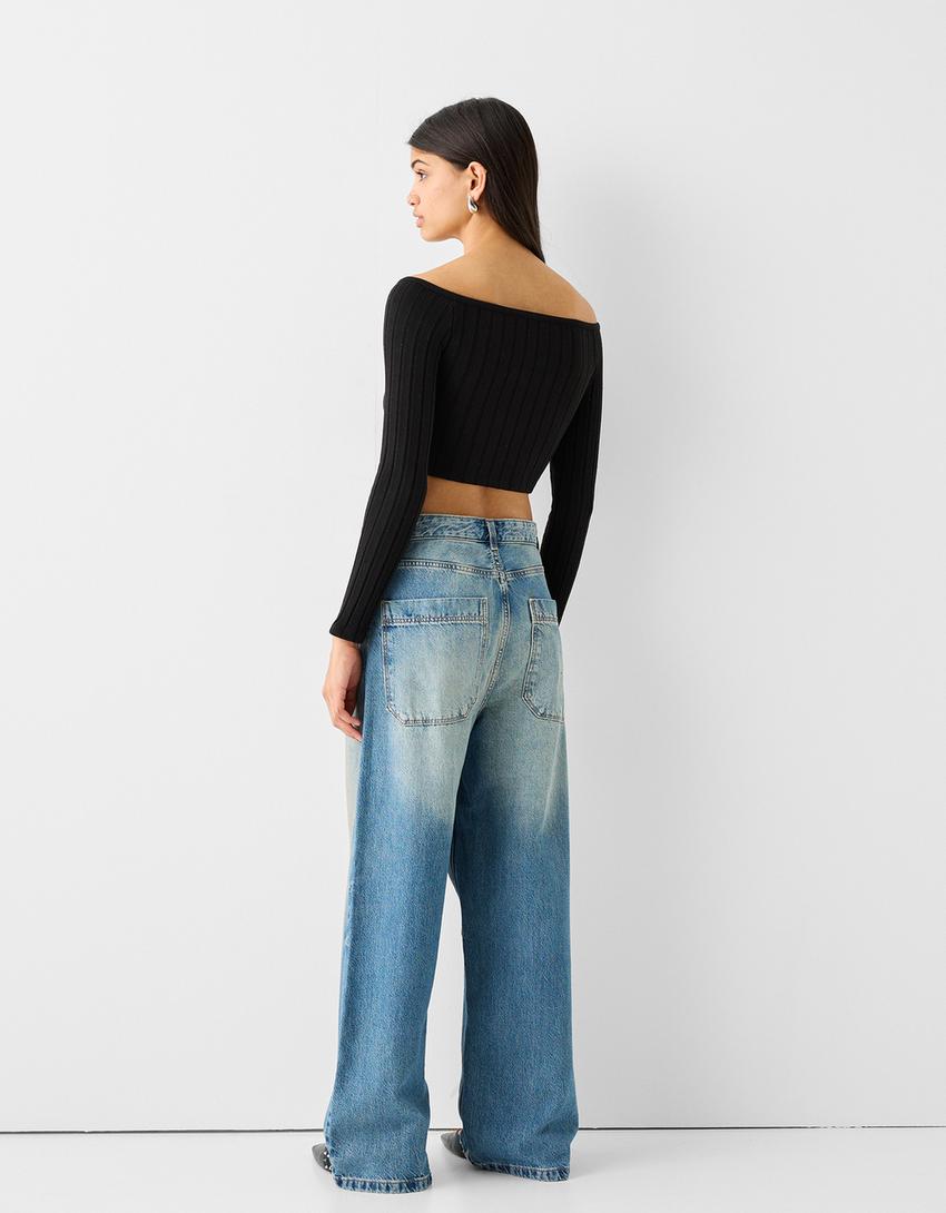 Gilet col Bardot fermeture Éclair-Noir-1