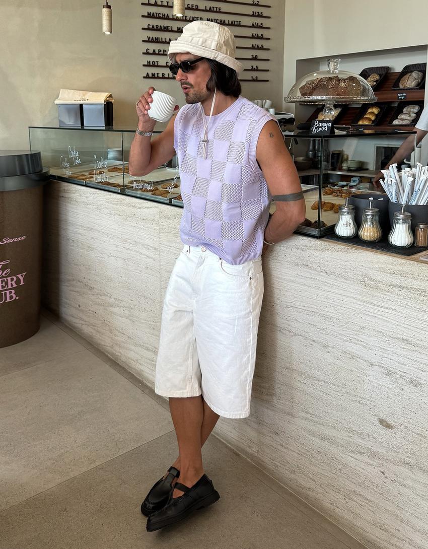 Faded-effect bucket hat-Cream