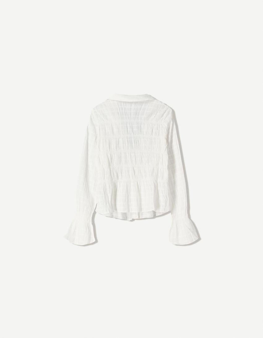 Rustic gathered shirt-White-4