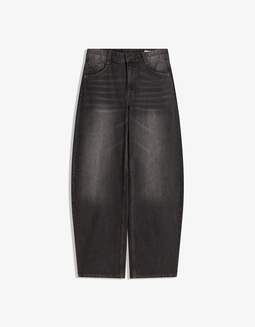 Baggy barrel jeans-Dark grey