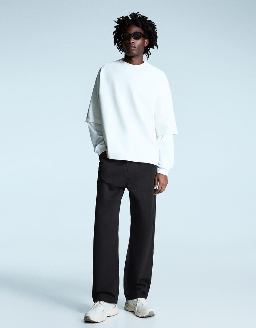 Straight jogger jeans-Black