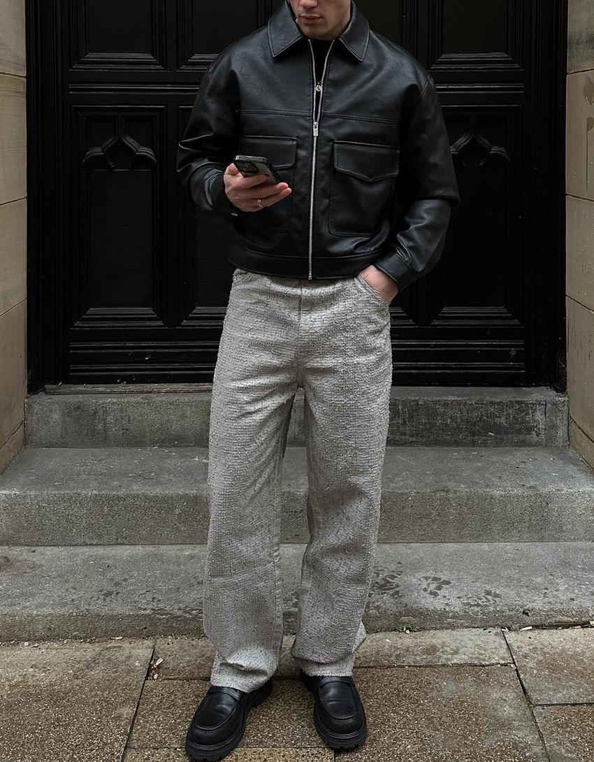 Leather effect jacket-Black