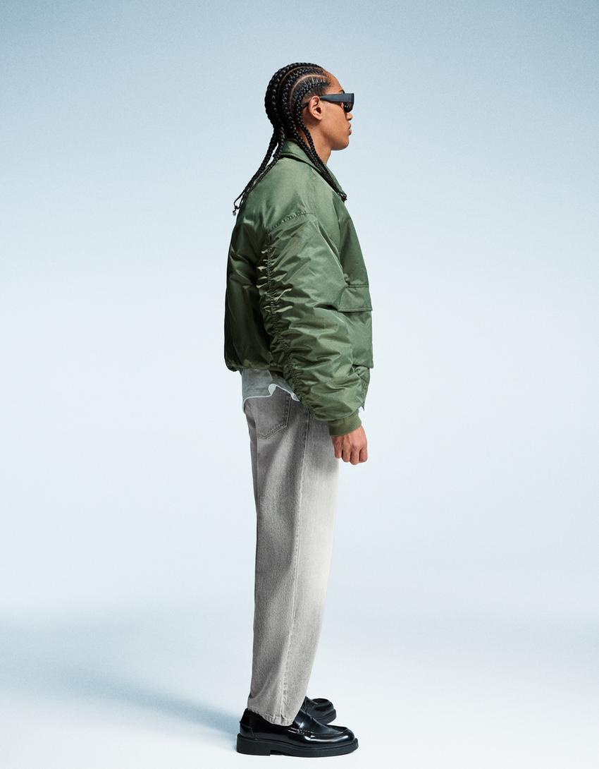 Jeans tapered-Cinza