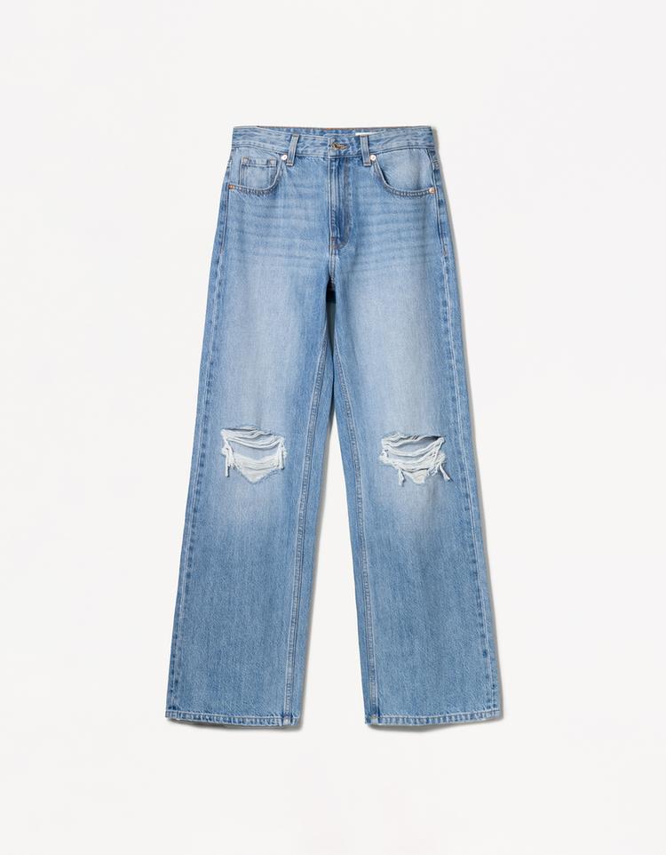 Distressed wide leg 90’s jean