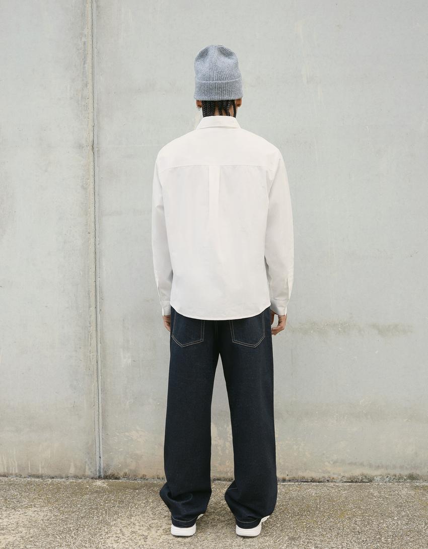 Boxy-fit print shirt-White