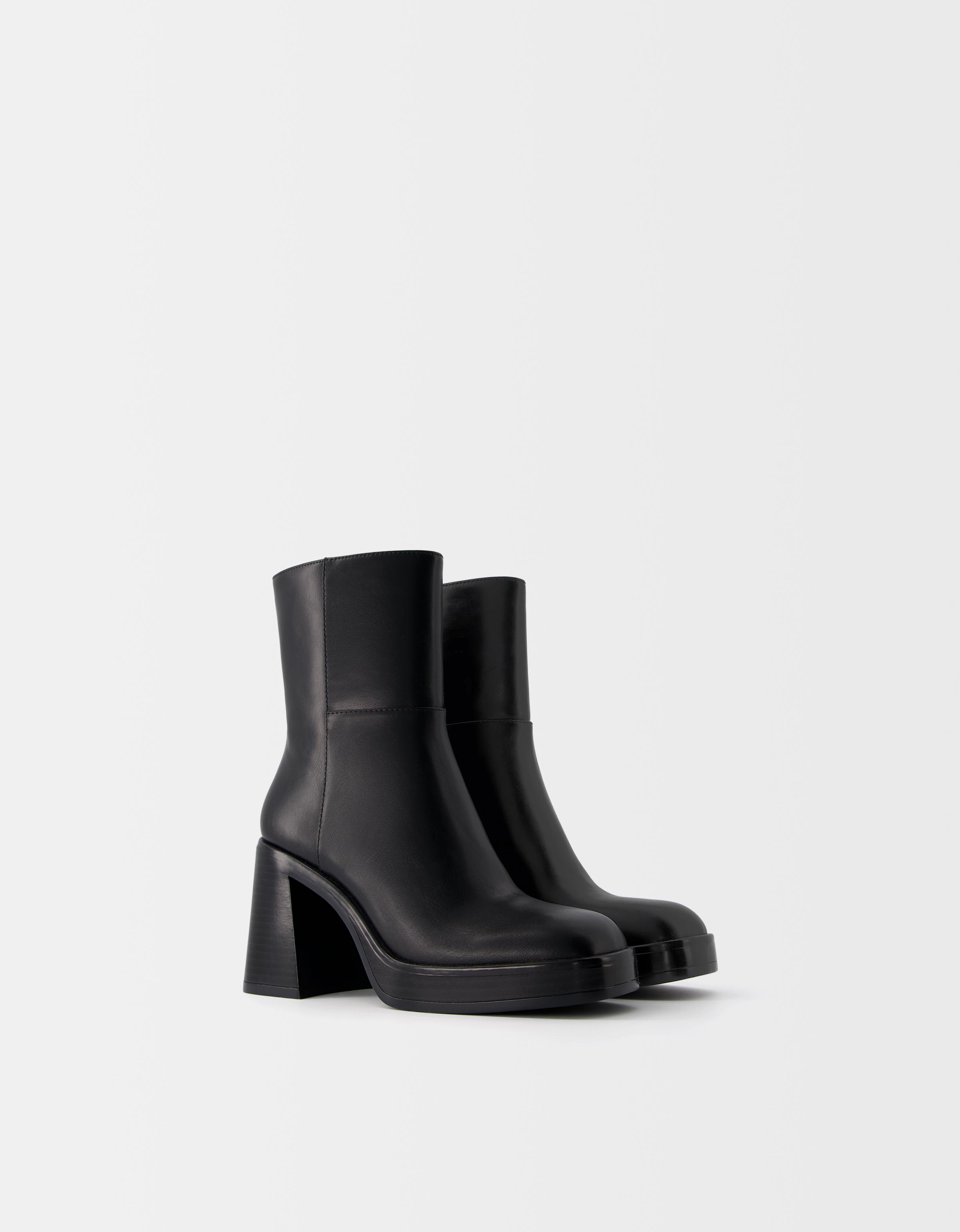 Bershka Plateau-Stiefeletten Mit Breitem Absatz. Damen 41 Schwarz