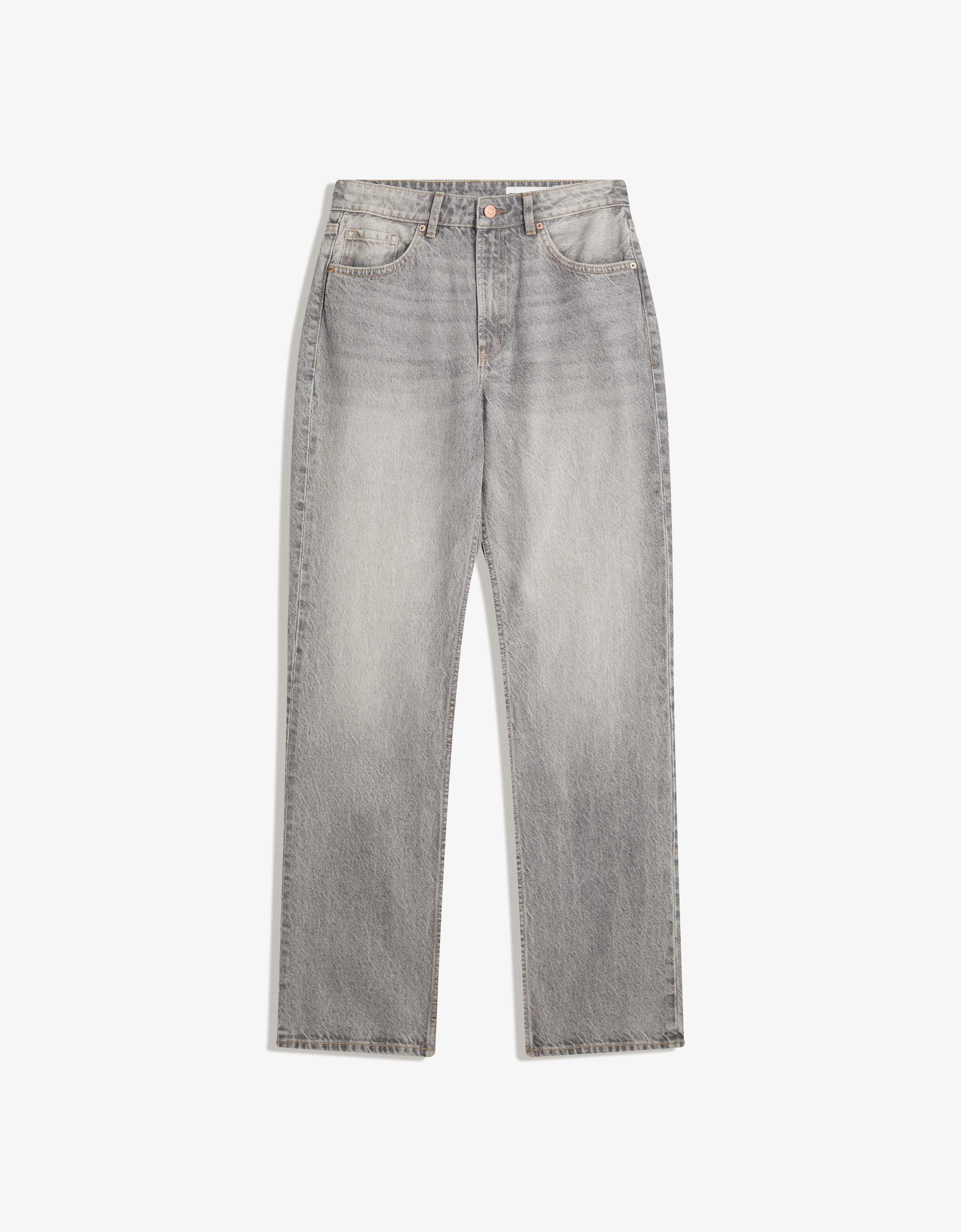Bershka Straight-Jeans Damen 38 Grau