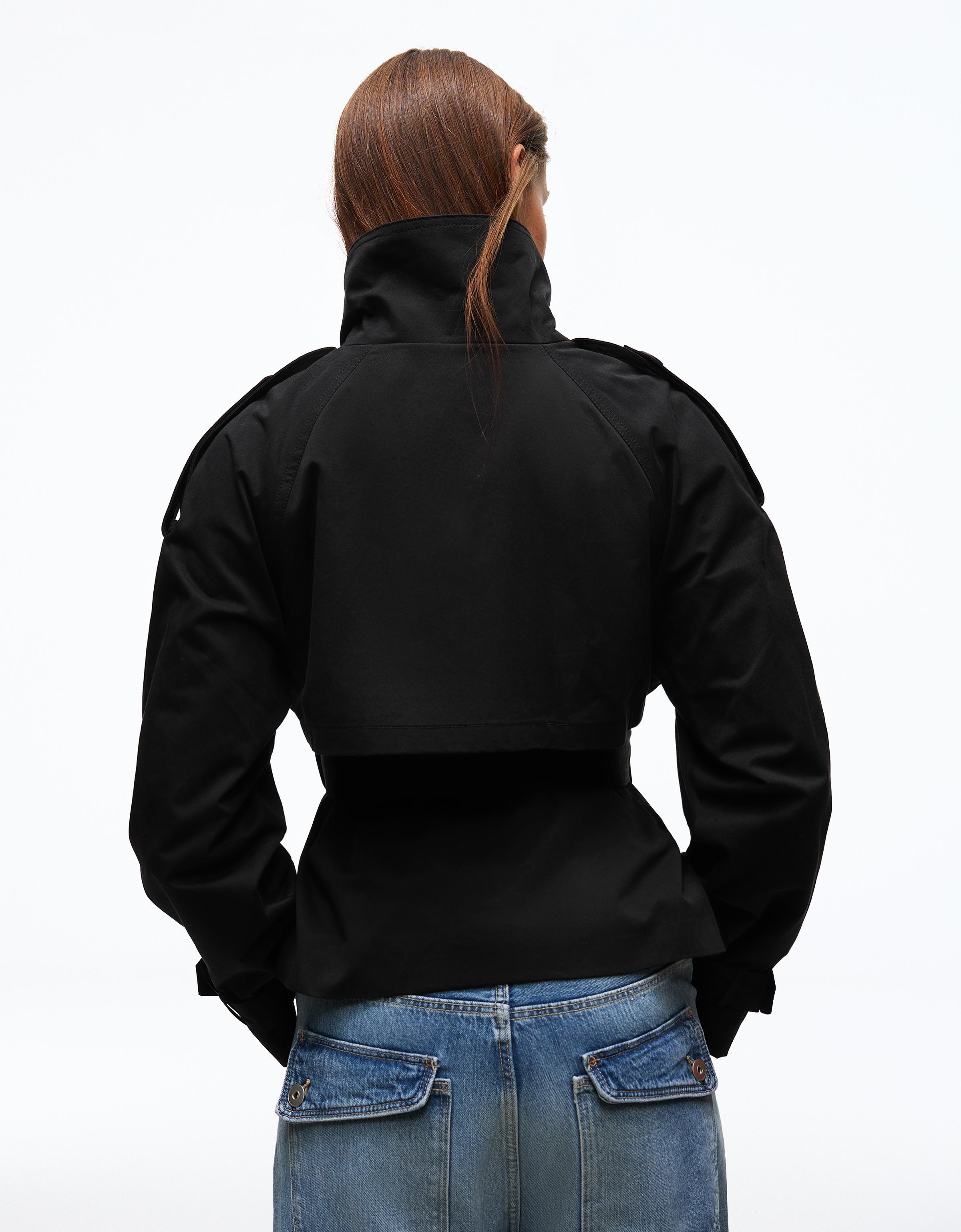 Funnel neck trench jacket — Black