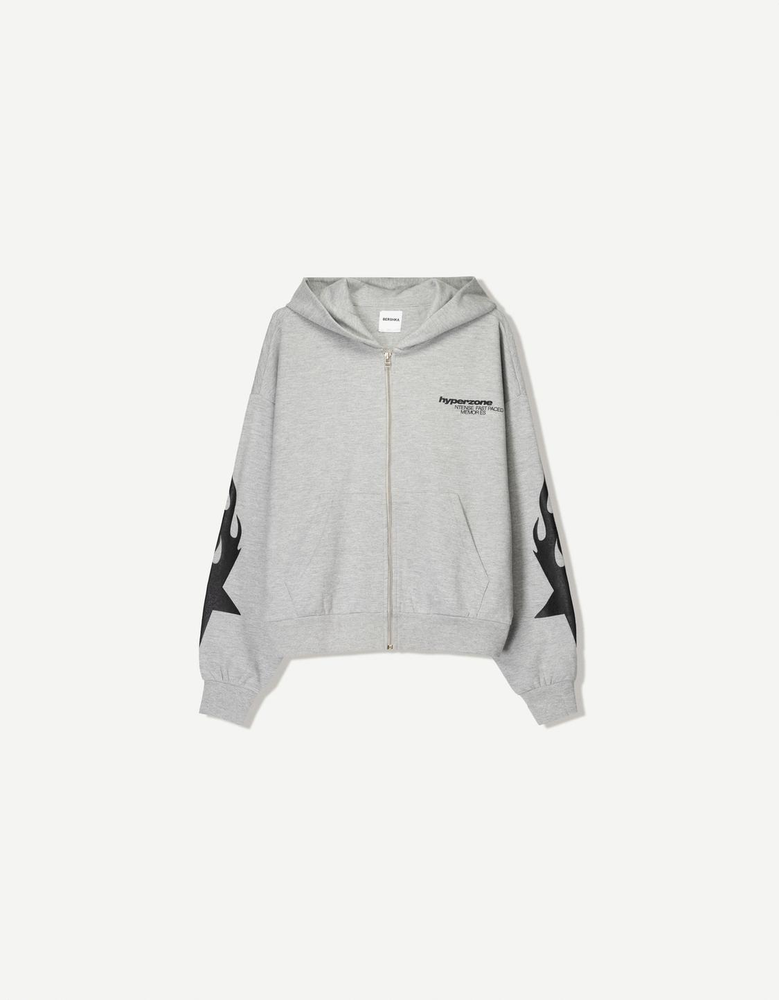Printed sweatshirt with zip