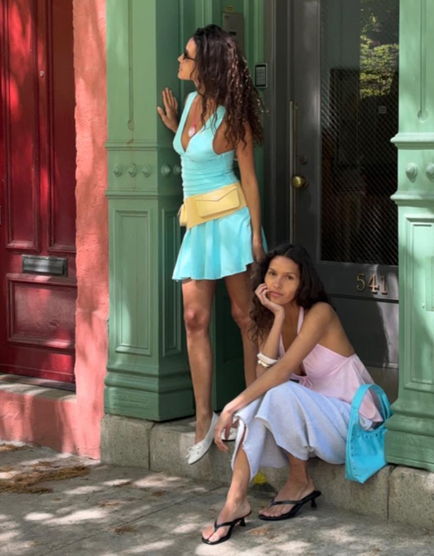Robe mini drapée-Bleu turquoise