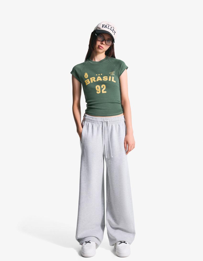 T-shirt manches courtes imprimé-Vert