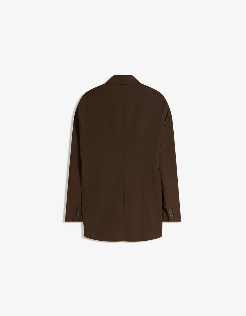 Blazer con bottone laterale-Marrone