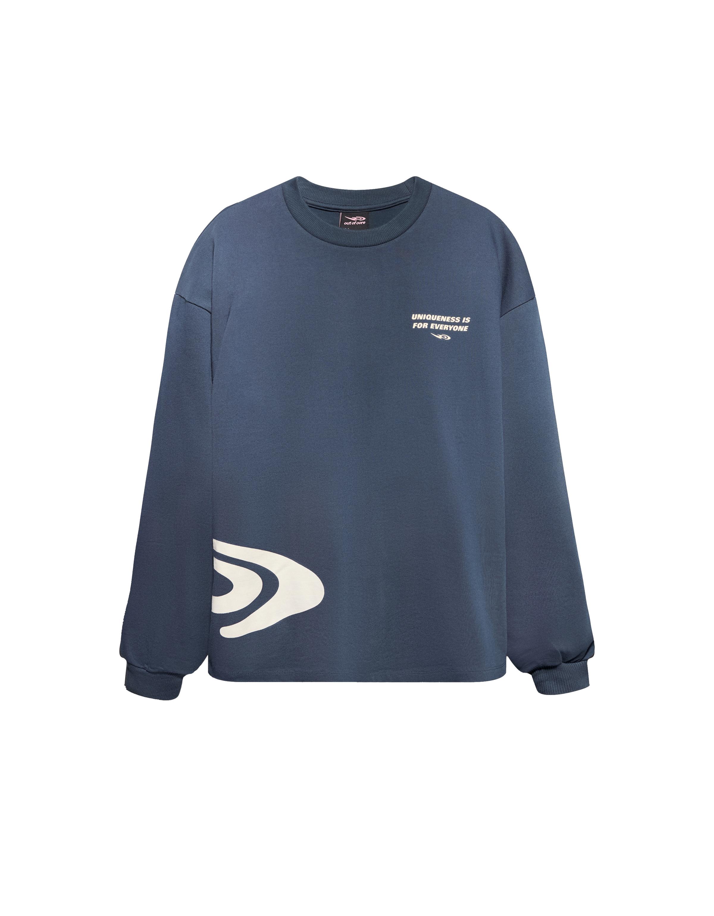 Bershka Langarmshirt Mit Print "Out Of Core" Herren M Marinenblau