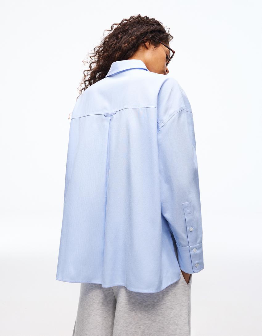 Oversize poplin shirt-Navy