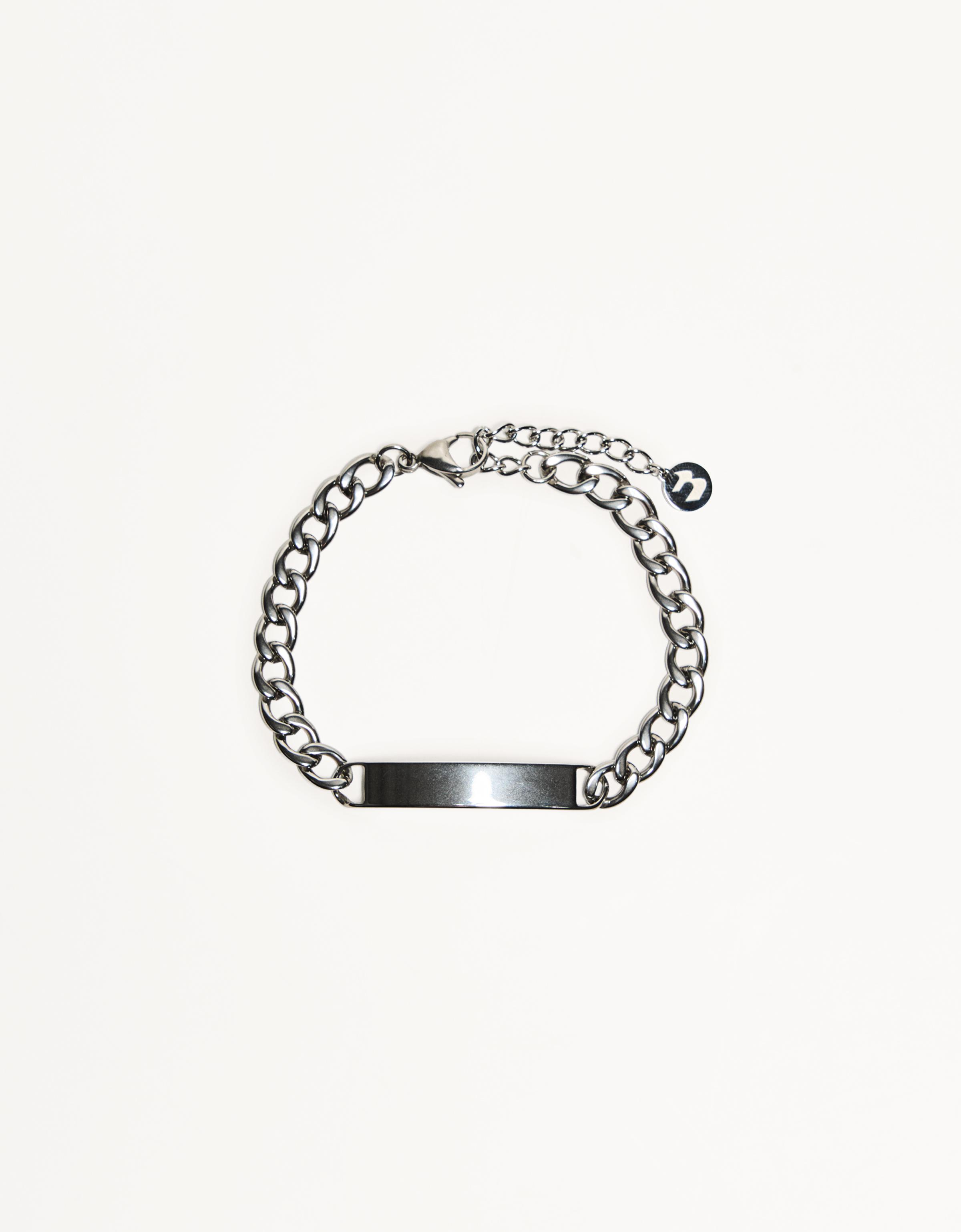 Bershka Armband Aus Stahl Mit Plakette Herren Silber