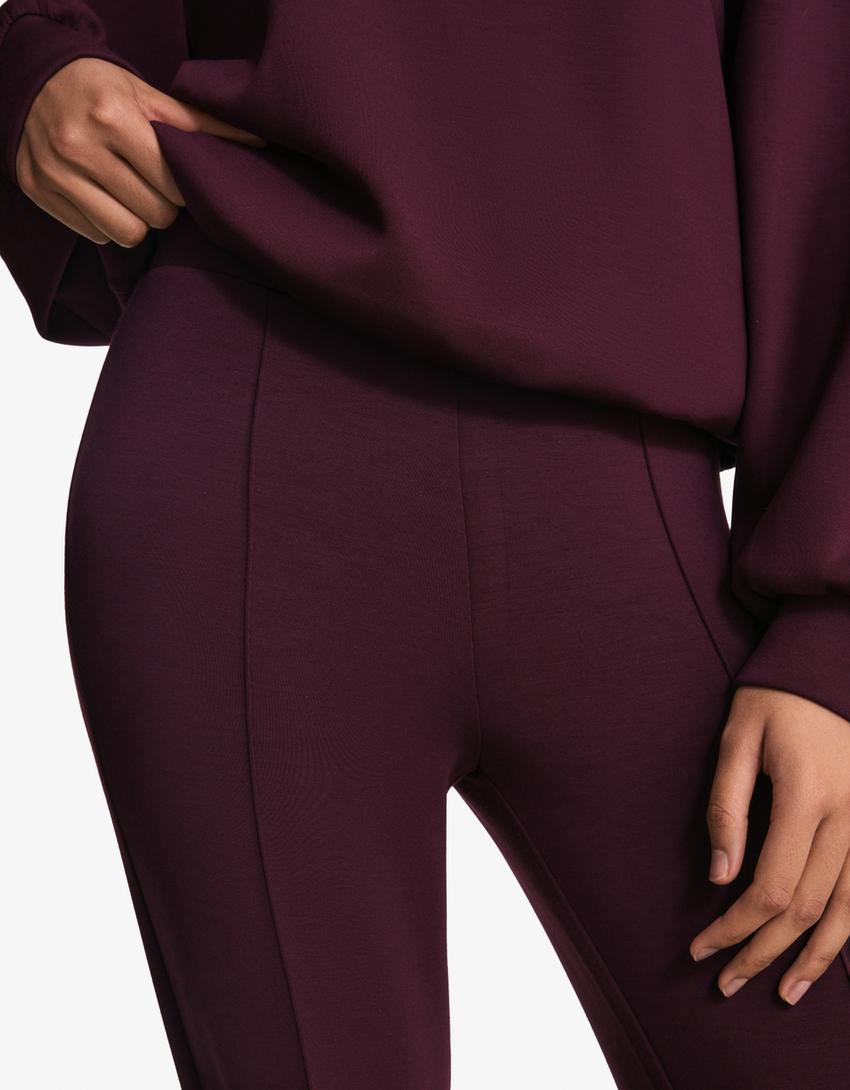 Pantalon flare doux en modal-Grenat