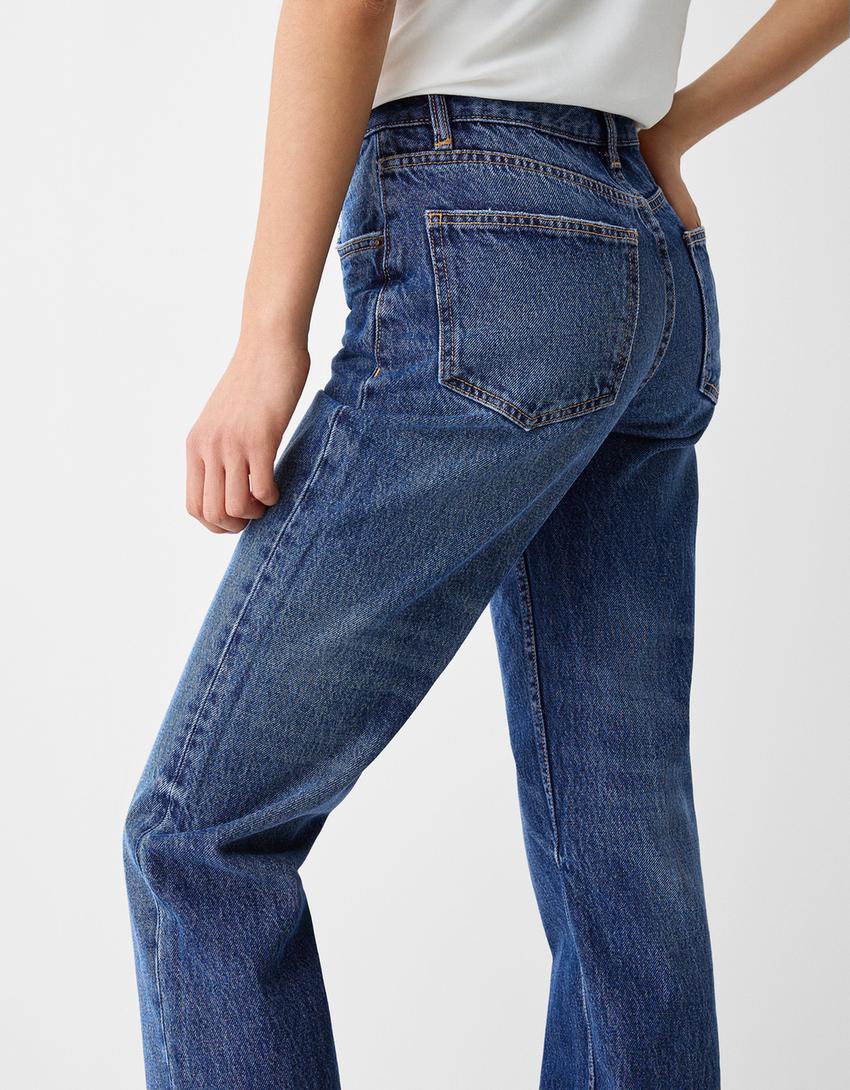 بنطال جينز بقصة مستقيمة-أزرق-3