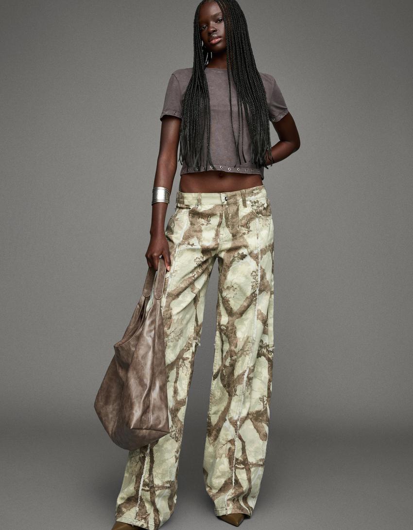 Printed boyfriend jeans-Green-0