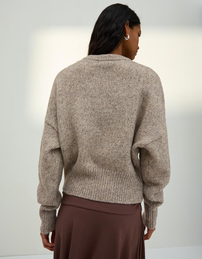 Pullover mit körpernah geschnittenem Bund-Braun