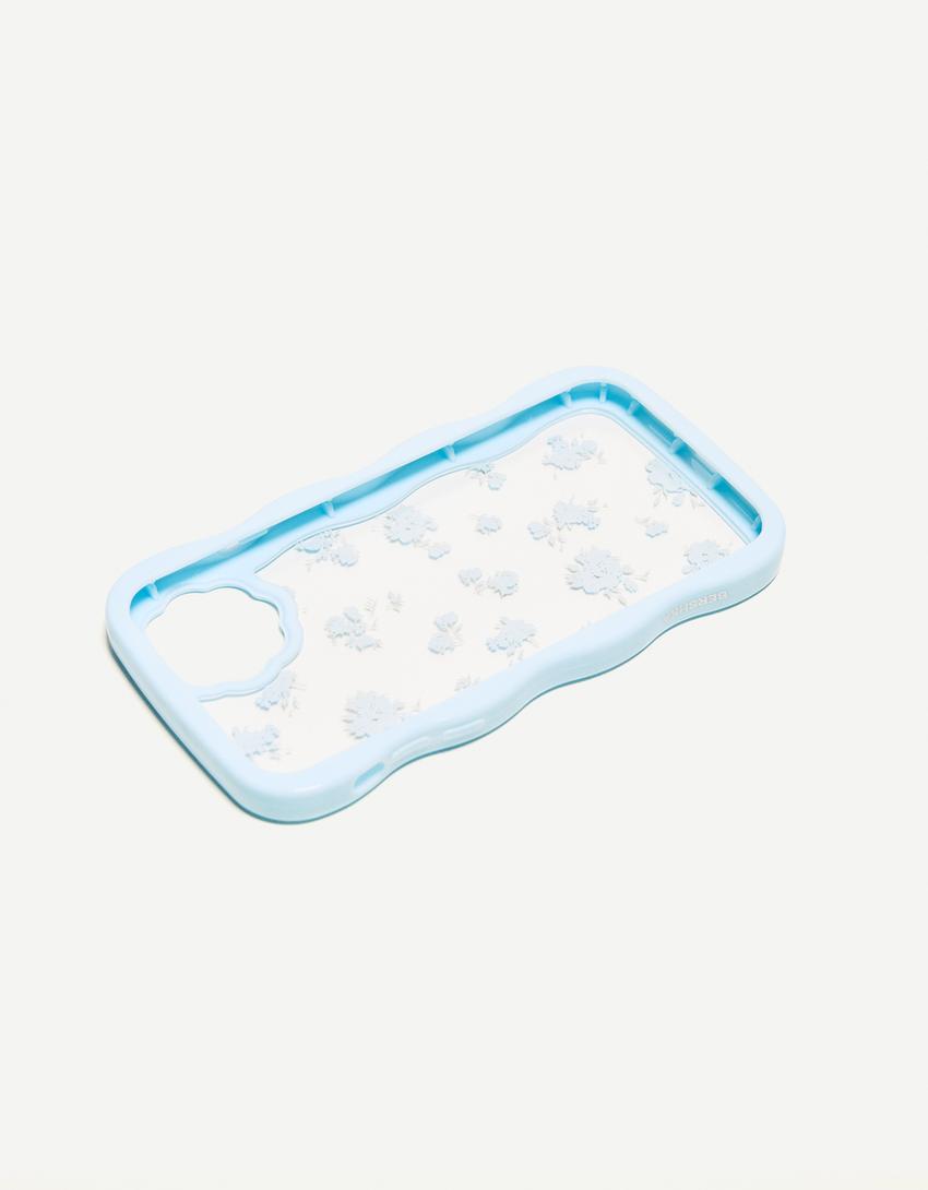 Coque mobile iPhone fleurs-Bleu-1