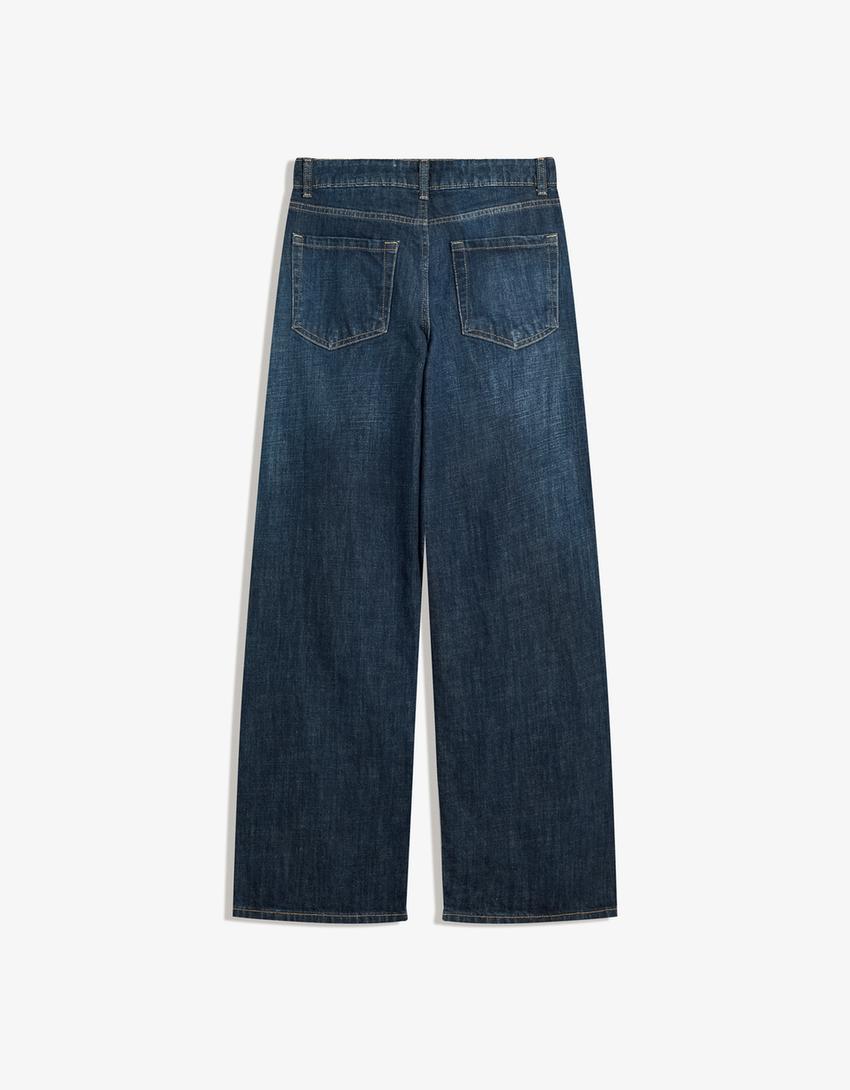 Baggy jeans met laserprint - LIMITED EDITION-Blauw