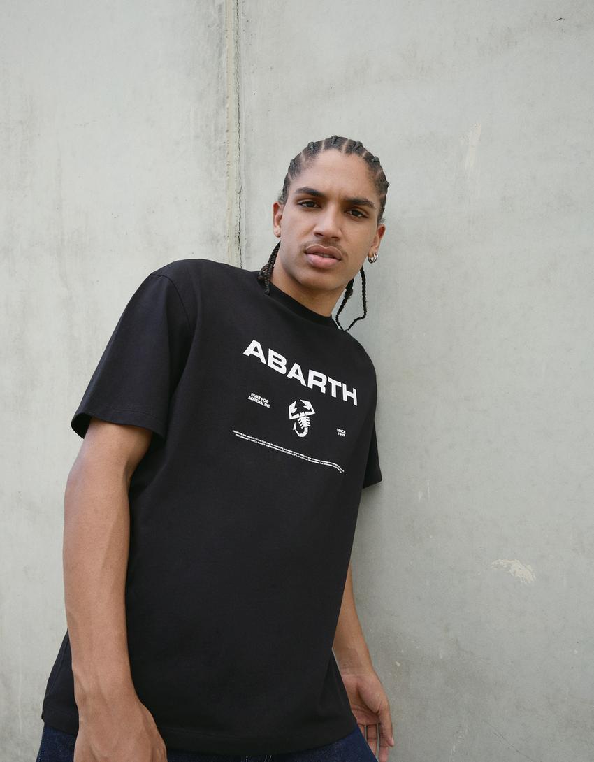 T-shirt Racing Abarth manches courtes imprimé-Noir