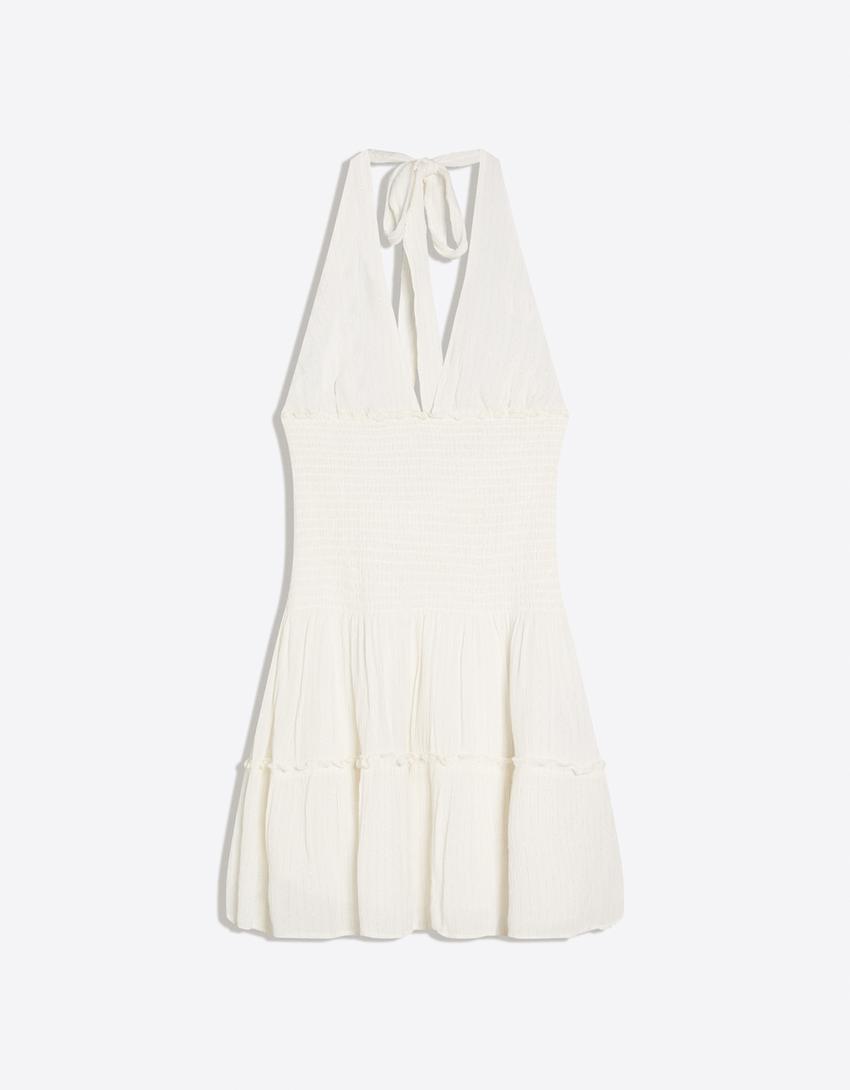 Robe mini à volants-Blanc