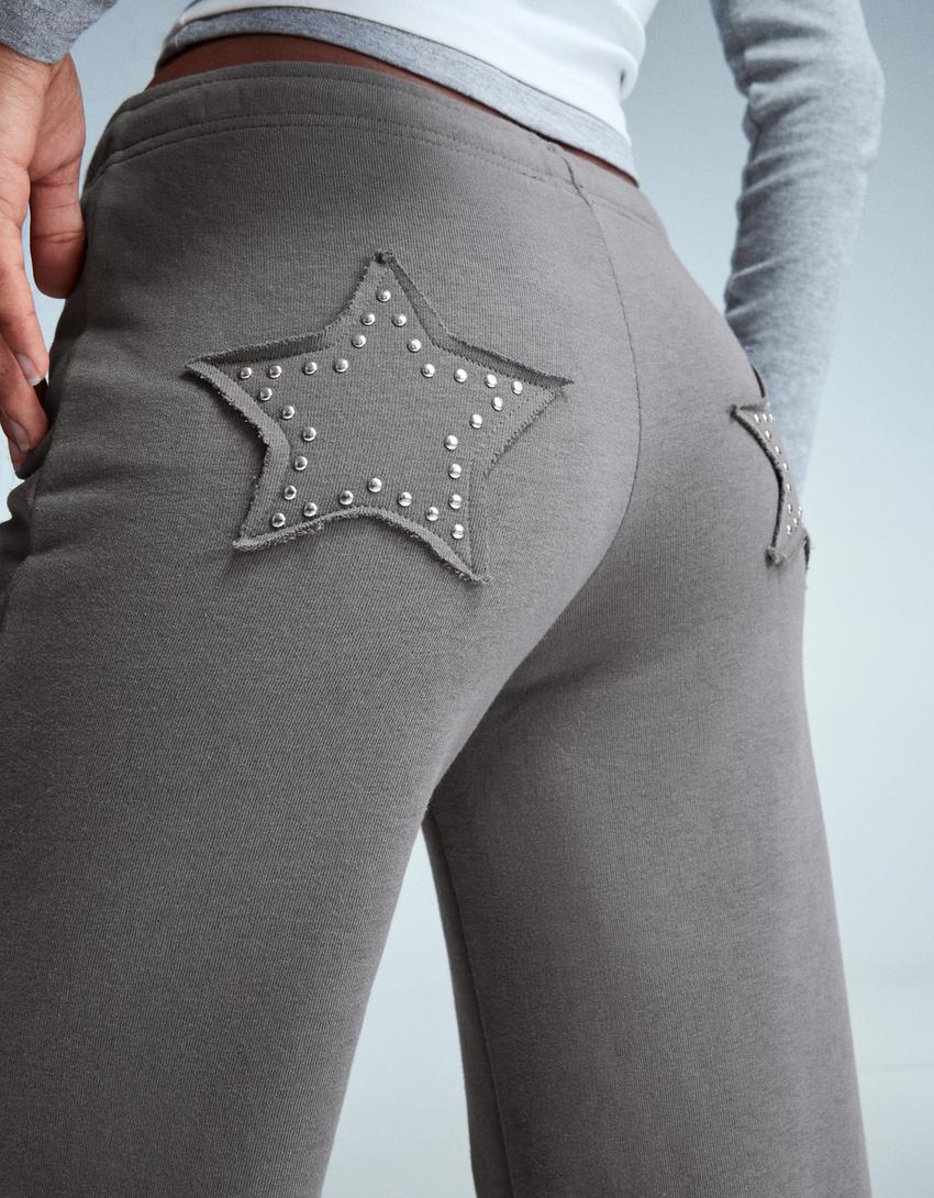 Jogginghose mit Nieten-Grau