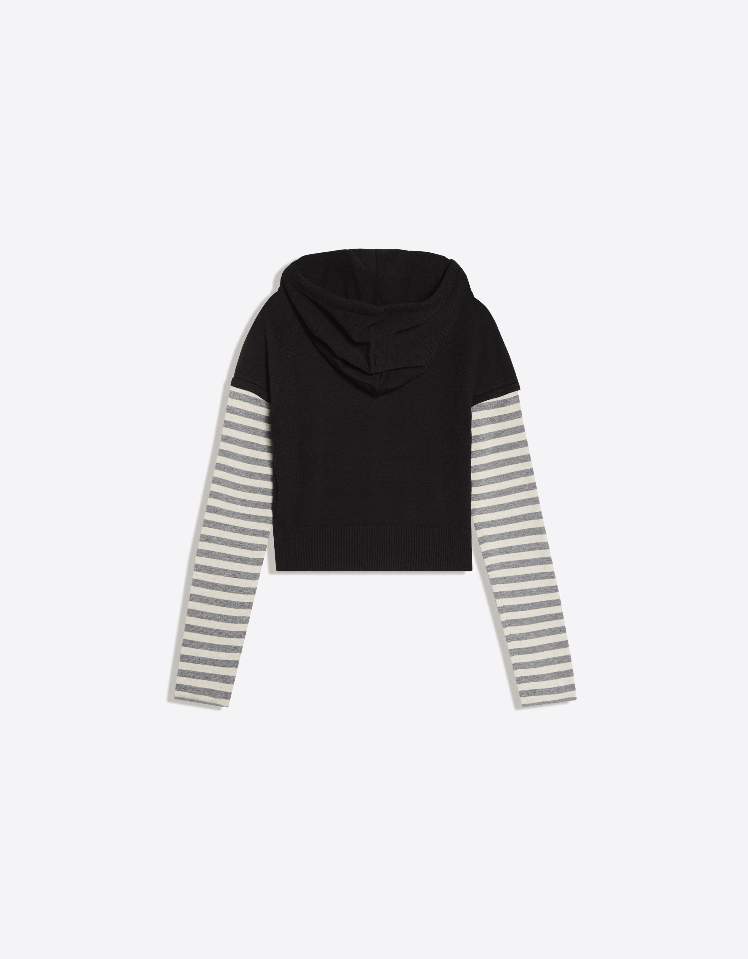 Hooded sweater with contrast sleeves — Black