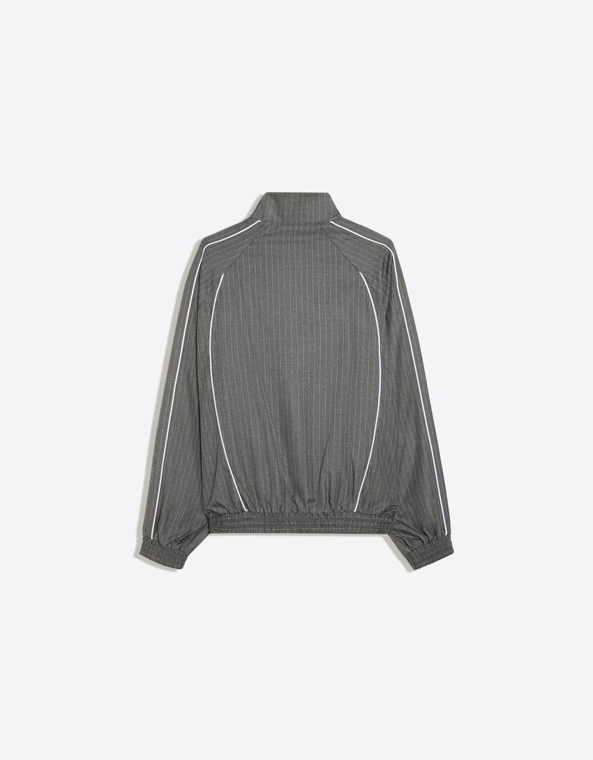Oversize pinstripe jacket-Grey Marl