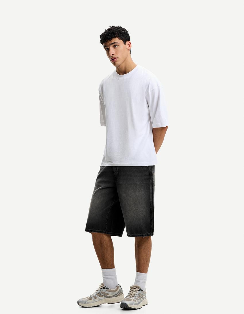 Bermude denim skater-Negru