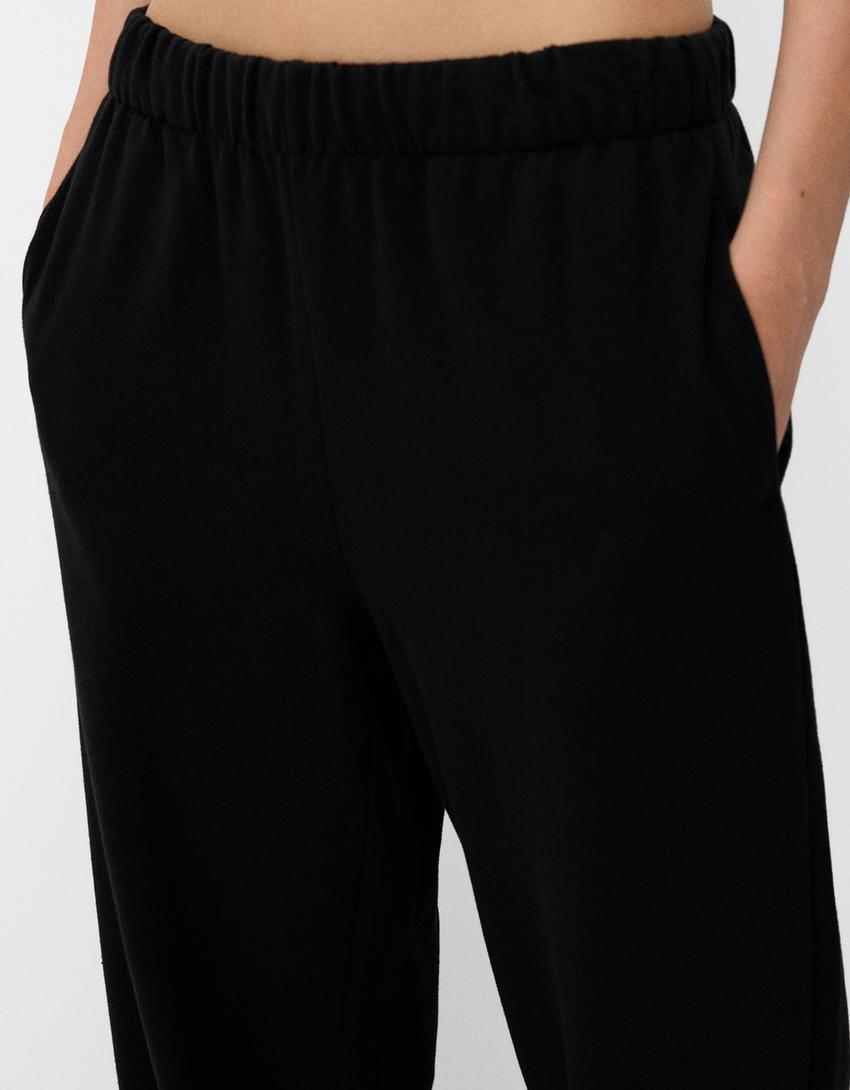 Pantalon jogger en molleton-Noir-5