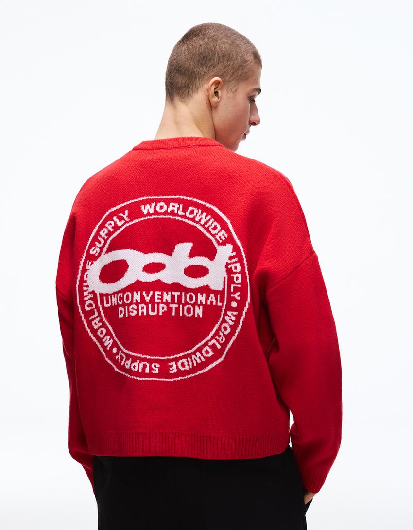 Jacquard print jumper-Red