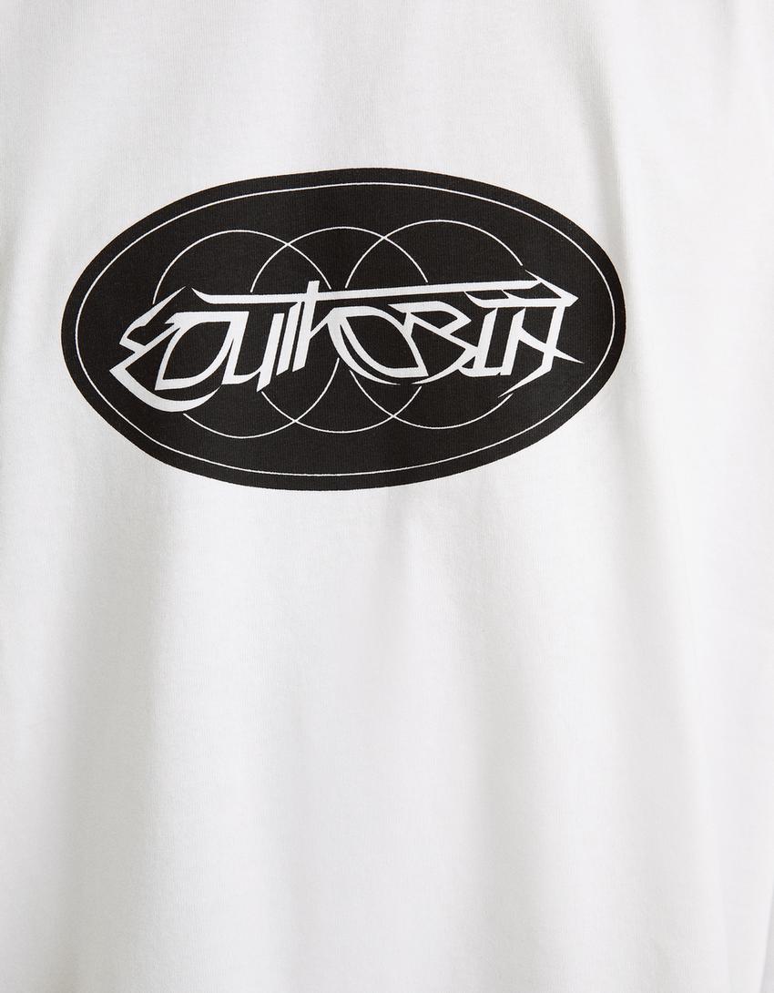 Printed short sleeve oversize T-shirt-White-5